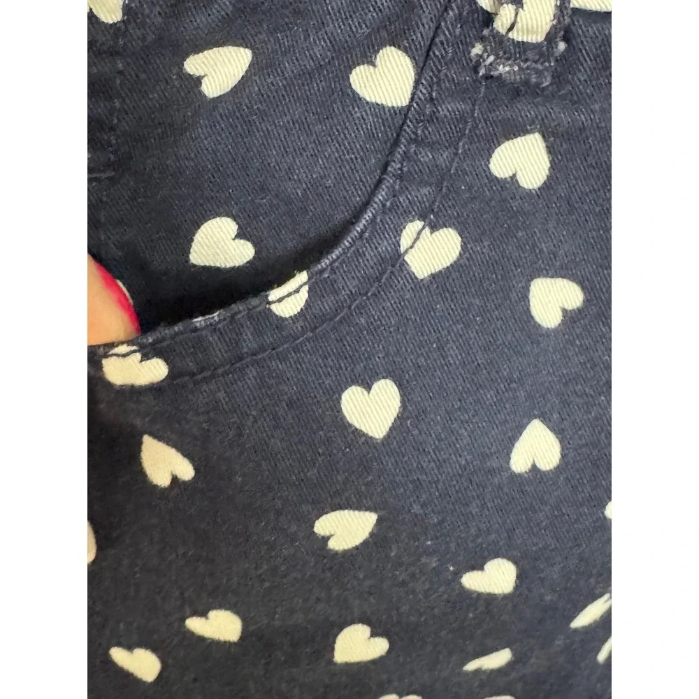 OshKosh B'gosh Girls Navy Blue Heart Print‎ Denim Bib Jumper Dress 24 Months